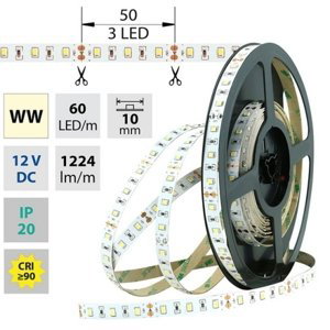 LED pásek McLED 12V teplá bílá CRI90 š=10mm IP20 14,4W/m 60LED/m SMD2835 ML-121.700.60.2