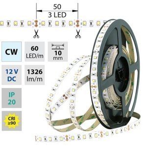 LED pásek McLED 12V studená bílá CRI90 š=10mm IP20 14,4W/m 60LED/m SMD2835 ML-121.702.60.2