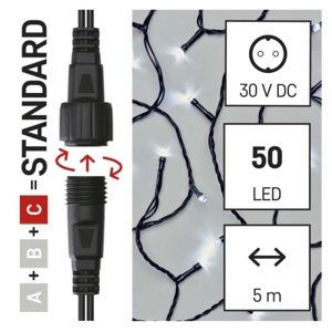 Propojovací vánoční řetěz bez zdroje EMOS Connecting D1AC02 ZY1924 50LED 5m studená bílá