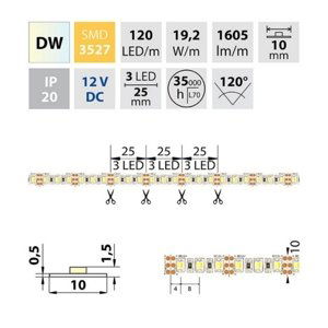 CCT LED pásek McLED 12V teplá+studená bílá š=10mm IP20 19,2W/m 120LED/m SMD3527 ML-122.632.60.0 (5m)