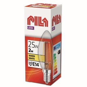 LED žárovka E14 PILA Classic Filament B35 2W (25W) teplá bílá (2700K), svíčka