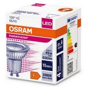 LED žárovka GU10 PAR16 OSRAM PARATHOM 6,9W (50W) teplá bílá (3000K), reflektor 120°