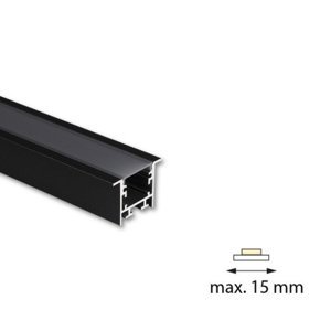 Vestavný hliníkový profil černý McLED VF 35x25mm s černým difuzorem 1m ML-761.006.74.1