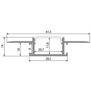 Hliníkový profil McLED AZ pro sádrokarton 62x14mm včetně matného difuzoru 2m ML-761.084.43.2