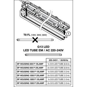 Zářivka LEDVANCE Damp Proof 1200mm IP65 G13 pro LED trubici T8