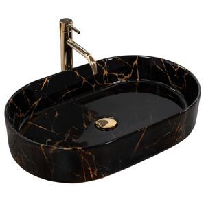 Umyvadlo na desku REA Nadia Black Marble Shiny