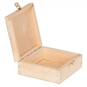 FK Dřevěná krabička se sponou - 12x12x5 cm, Přírodní
