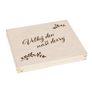 FK Dřevěná krabička na dárek nebo fotografie 10x15 s gravírováním VELKÝ DEN - 22x18x3 cm, Přírodní
