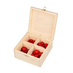 Dřevěné kulaté korálky v dárkové krabičce - ČERVENÉ