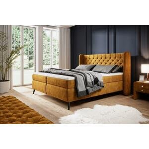 WRS, ZLATA 140x200 komfortní boxspring postel s dekorativním prošíváním