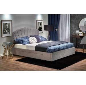 HALMAR, Gabriella manželská postel s roštem 160x200, šedá látka