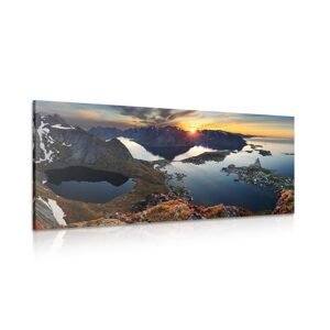 Obraz očarující horská panorama se západem slunce