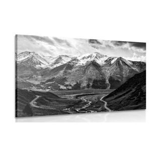 Obraz nádherná horská panorama v černobílém provedení