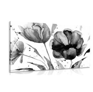 Obraz nádherné černobílé tulipány v zajímavém provedení