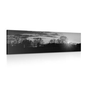 Obraz nádherný západ slunce v černobílém provedení