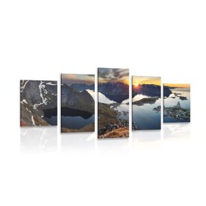 5-dílný obraz okouzlující horská panorama se západem slunce