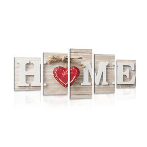 5-dílný obraz s nápisem Home