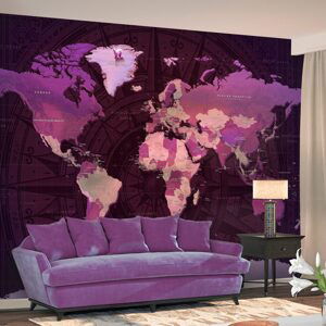 Samolepící tapeta fialová mapa světa - Purple World Map