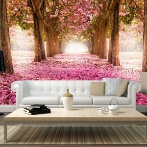 Samolepící tapeta růžová alej - Pink grove