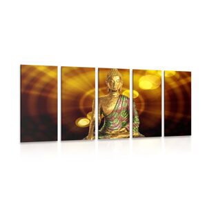 5-dílný obraz socha Buddhy s abstraktním pozadím