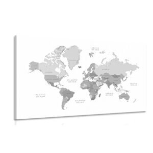 Obraz černobílá mapa světa ve vintage vzhledu