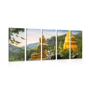 5-dílný obraz pohled na zlatého Buddhu