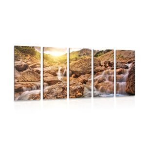 5-dílný obraz vysokohorské vodopády