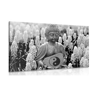 Obraz jin a jang Budha v černobílém provedení