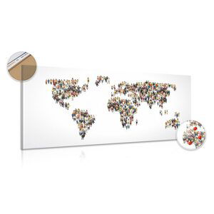 Obraz na korku mapa světa složená z lidí