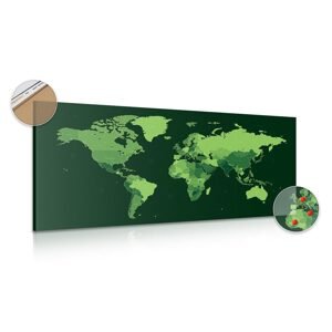 Obraz na korku detailní mapa světa v zelené barvě