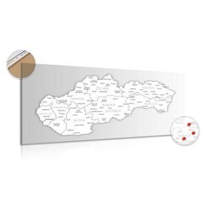 Obraz na korku černobílá mapa Slovenska