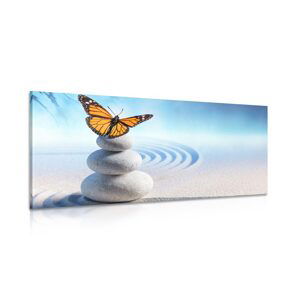 Obraz rovnováha kamenů a motýl