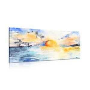Obraz akvarelové moře a zapadající slunce