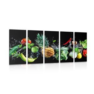 5-dílný obraz organické ovoce a zelenina