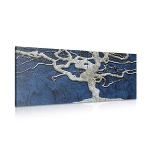 Obraz abstraktní strom na dřevě s modrým kontrastem