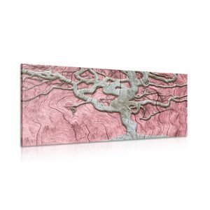 Obraz abstraktní strom na dřevě s růžovým kontrastem