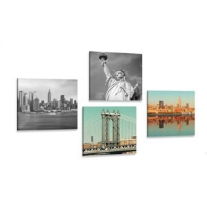 Set obrazů zajímavá kombinace města New York