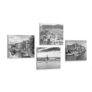 Set obrazů černobílé krajinky