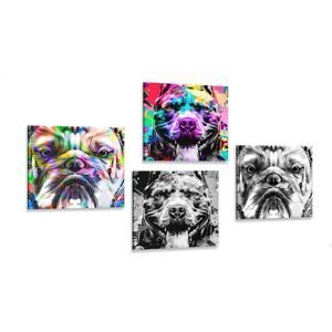 Set obrazů psy v pop art provedení