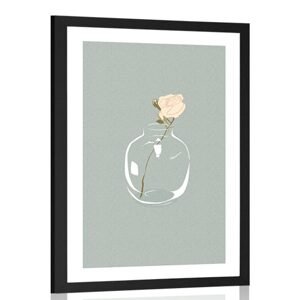 Plakát s paspartou květ ve váze v jednoduchém stylu