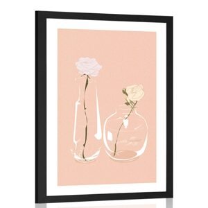 Plakát s paspartou minimalistické květiny ve váze