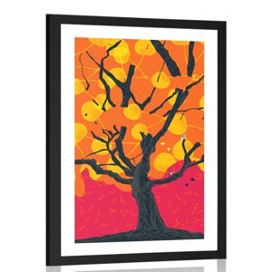 Plakát s paspartou  pestrobarevný zajímavý strom