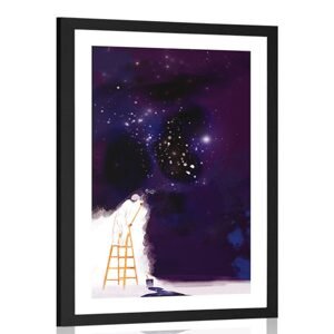 Plakát s paspartou malíř galaxie