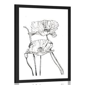 Plakát s paspartou minimalistické květiny máku
