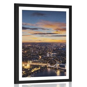 Plakát s paspartou letecký pohled na Tower Bridge