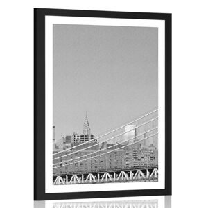 Plakát s paspartou mrakodrapy v New Yorku v černobílém provedení