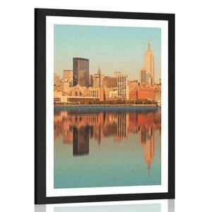 Plakát s paspartou okouzlující New York v odrazu ve vodě