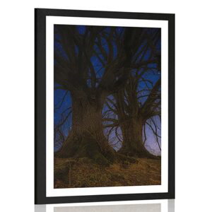 Plakát s paspartou stromy v noční krajině