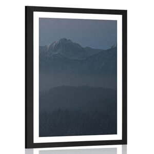 Plakát s paspartou úplněk měsíce nad horami