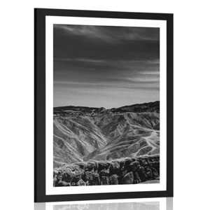 Plakát s paspartou Národní park Death Valley v černobílém provedení